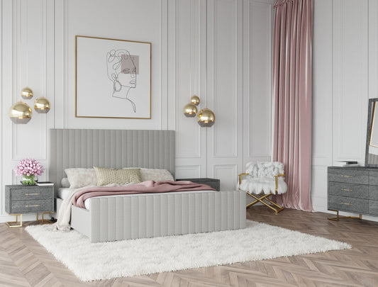 Modrest Beverly - Modern Grey Velvet Bed | Beds | Modishstore