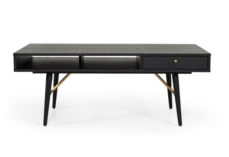Vig Furniture Modrest Billy Modern Black Oak & Gold Coffee Table | Modishstore | Coffee Tables