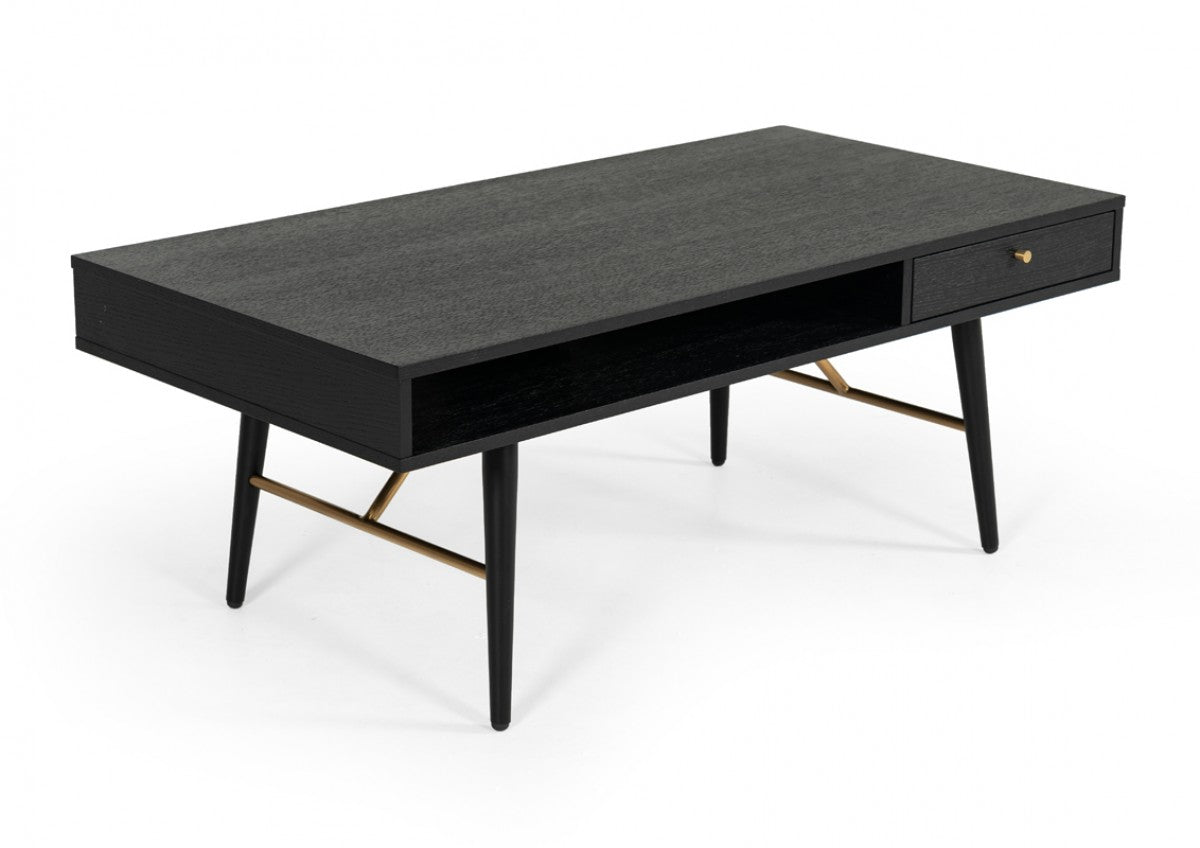 Vig Furniture Modrest Billy Modern Black Oak & Gold Coffee Table | Modishstore | Coffee Tables-2