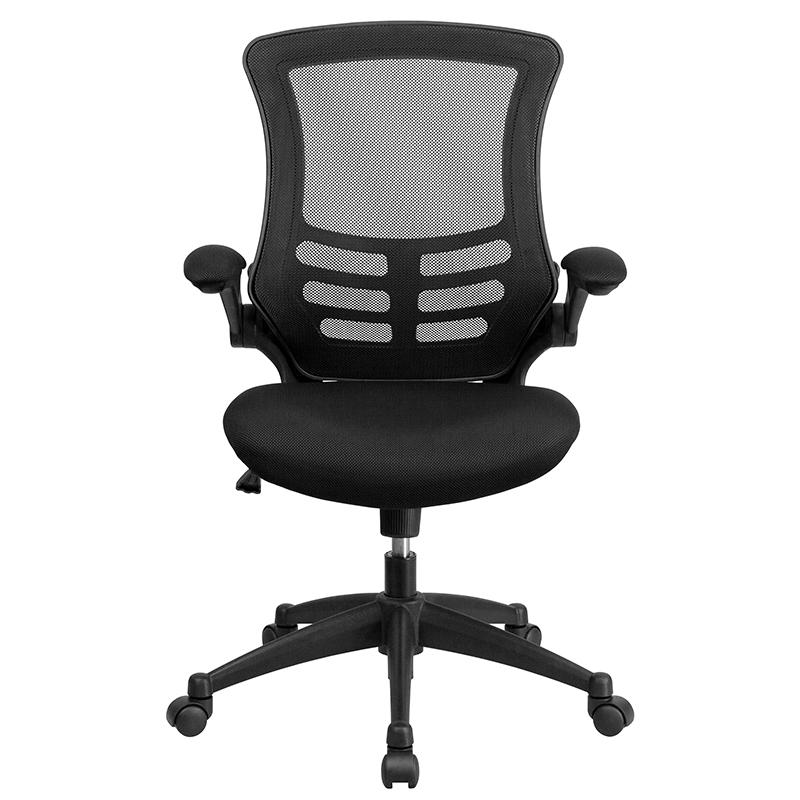 Mid-Back Black Mesh Swivel Ergonomic Task Office Chair With Flip-Up Arms, Bifma Certified By Flash Furniture | Office Chairs | Modishstore - 4