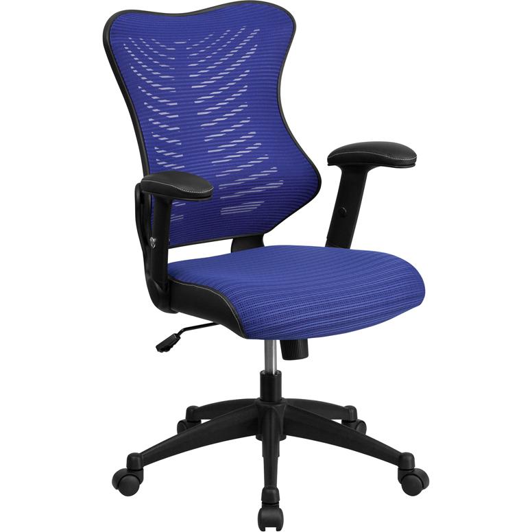 High Back Designer Blue Mesh Executive Swivel Ergonomic Office Chair With Adjustable Arms By Flash Furniture | Office Chairs | Modishstore - 1