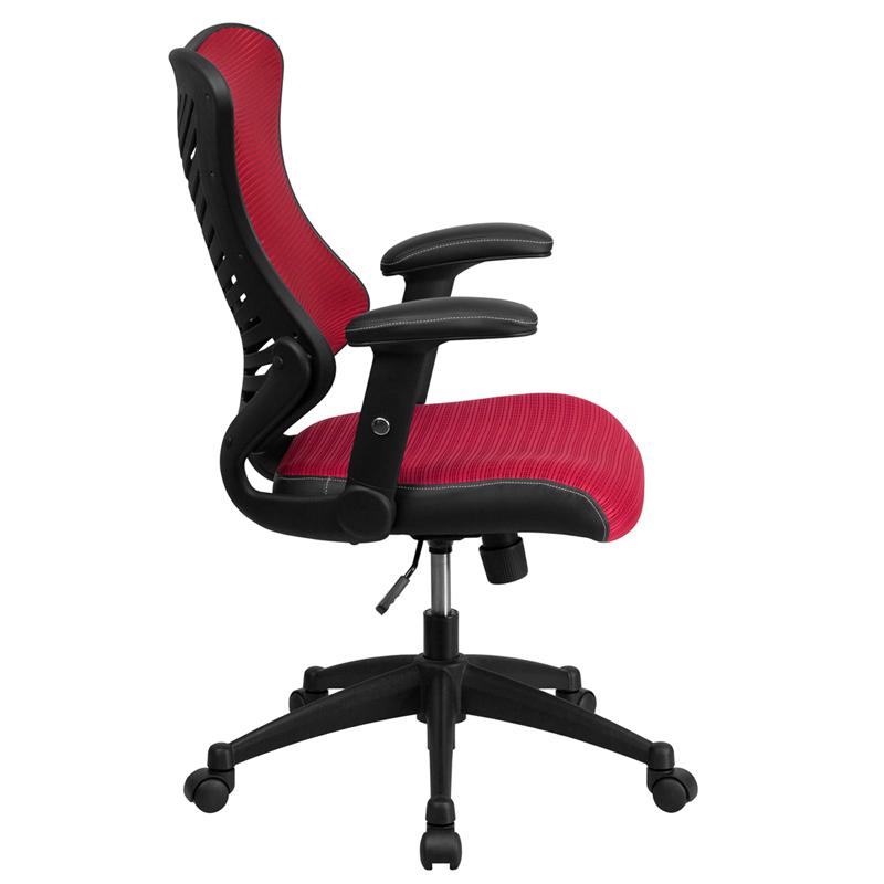 High Back Designer Burgundy Mesh Executive Swivel Ergonomic Office Chair With Adjustable Arms By Flash Furniture | Office Chairs | Modishstore - 2