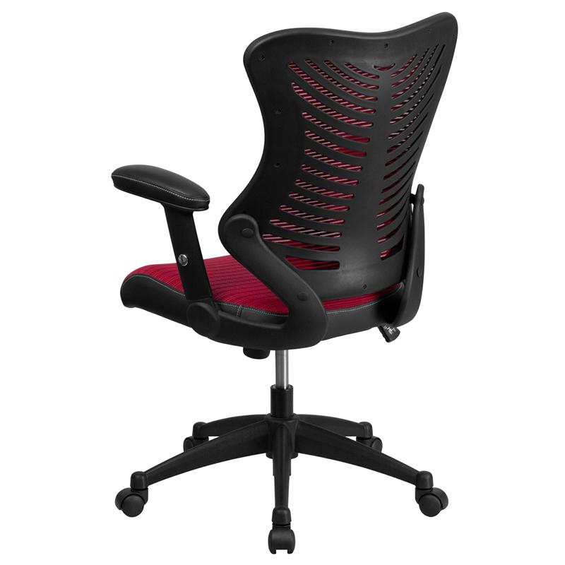 High Back Designer Burgundy Mesh Executive Swivel Ergonomic Office Chair With Adjustable Arms By Flash Furniture | Office Chairs | Modishstore - 3