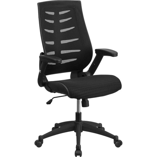 High Back Designer Black Mesh Executive Swivel Ergonomic Office Chair With Height Adjustable Flip-Up Arms By Flash Furniture | Office Chairs | Modishstore