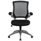 Mid-Back Black Mesh Swivel Ergonomic Task Office Chair With Gray Frame And Flip-Up Arms By Flash Furniture | Office Chairs | Modishstore - 4
