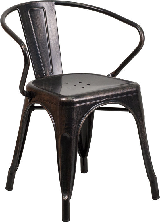 Flash Furniture Metal Indoor-Outdoor Chair With Arms | Outdoor Chairs | Modishstore - 9