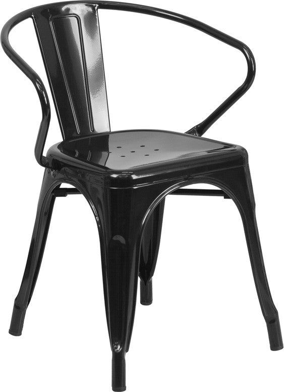Flash Furniture Metal Indoor-Outdoor Chair With Arms | Outdoor Chairs | Modishstore - 1