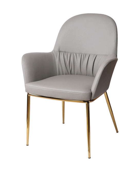 Modrest Blanton - Modern Grey Leatherette & Gold Accent Chair | Lounge Chairs | Modishstore