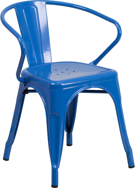 Flash Furniture Metal Indoor-Outdoor Chair With Arms | Outdoor Chairs | Modishstore - 7