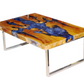 Teak & Blue Resin Inlaid Cracked Wood Coffee Table by Aire Furniture | Coffee Tables | Modishstore - 2