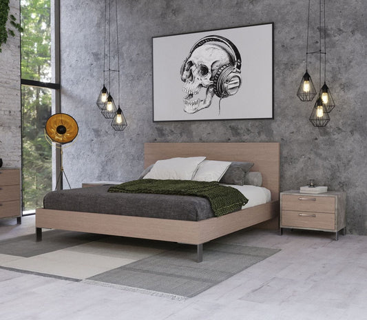 Nova Domus Boston - Modern Brown Oak & Brushed Stainless Steel Bed | Modishstore | Beds