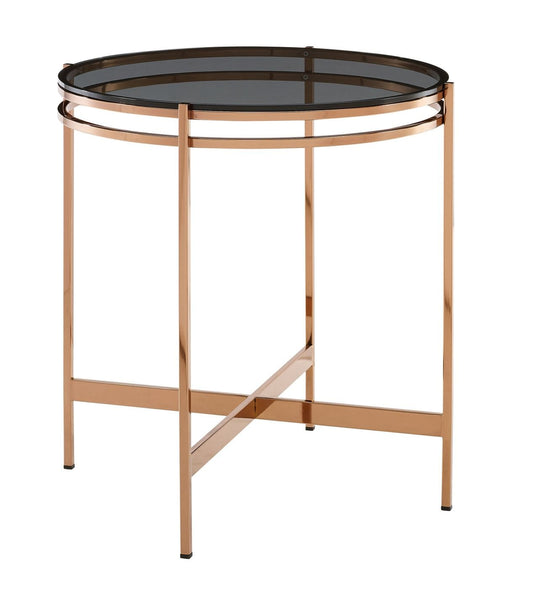 Modrest Bradford - Modern Smoked Glass & Rosegold Small End Table | Modishstore | End Tables