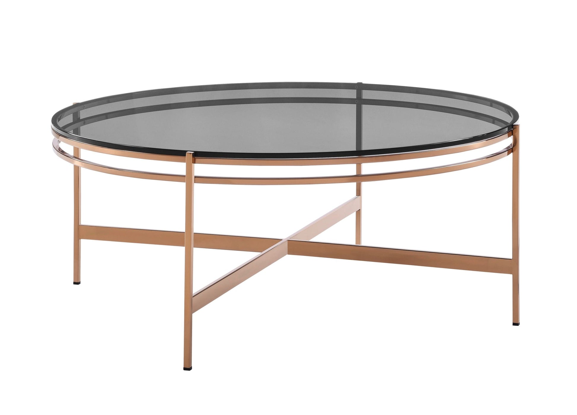 Modrest Bradford - Modern Smoked Glass & Rosegold Coffee Table | Modishstore | Coffee Tables