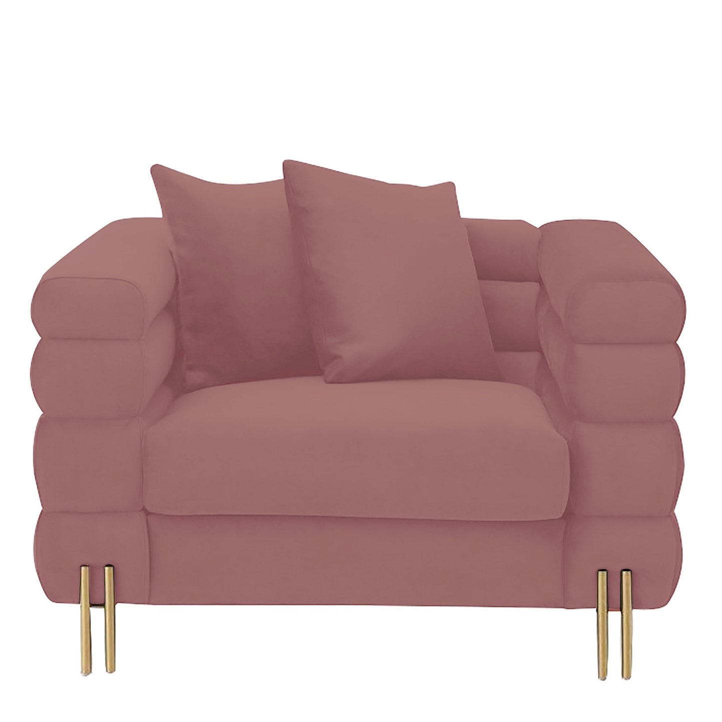 Divani Casa Branson - Pink Velvet Accent Chair | Lounge Chairs | Modishstore - 2