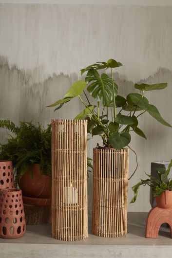 Brio Wood Woven Lantern Shade/Plant Stand By Accent Decor- 2 Sizes | Lanterns | Modishstore - 1