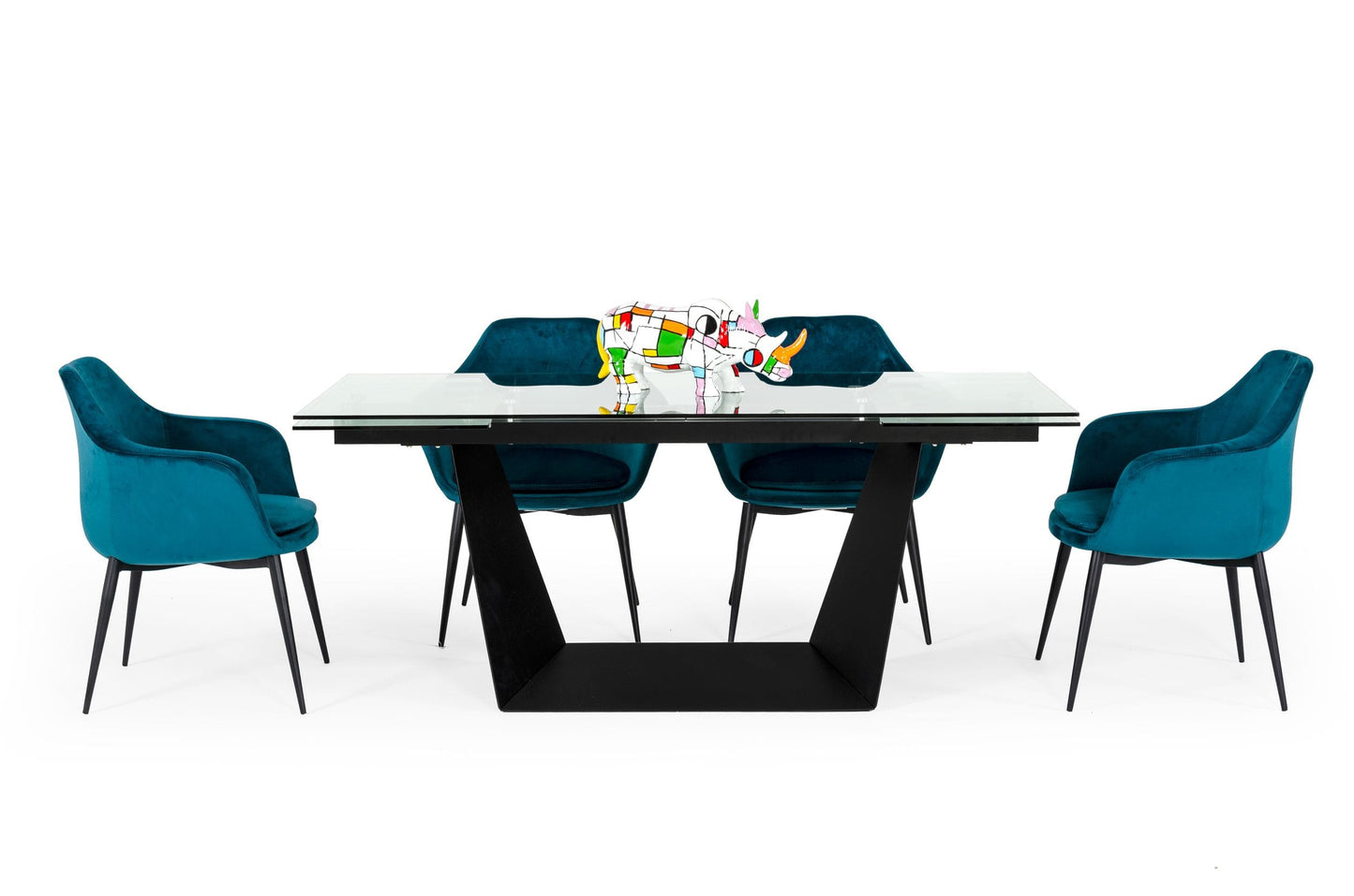 Modrest Bronwin - Modern Glass & Black Metal Extendable Dining Table-2