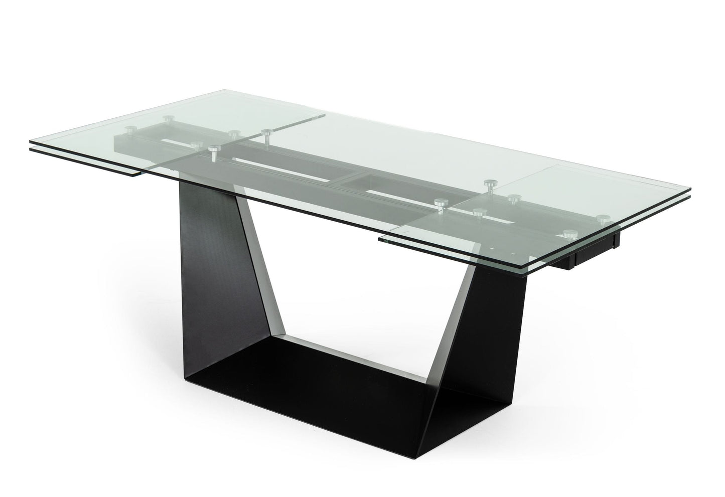 Modrest Bronwin - Modern Glass & Black Metal Extendable Dining Table-4