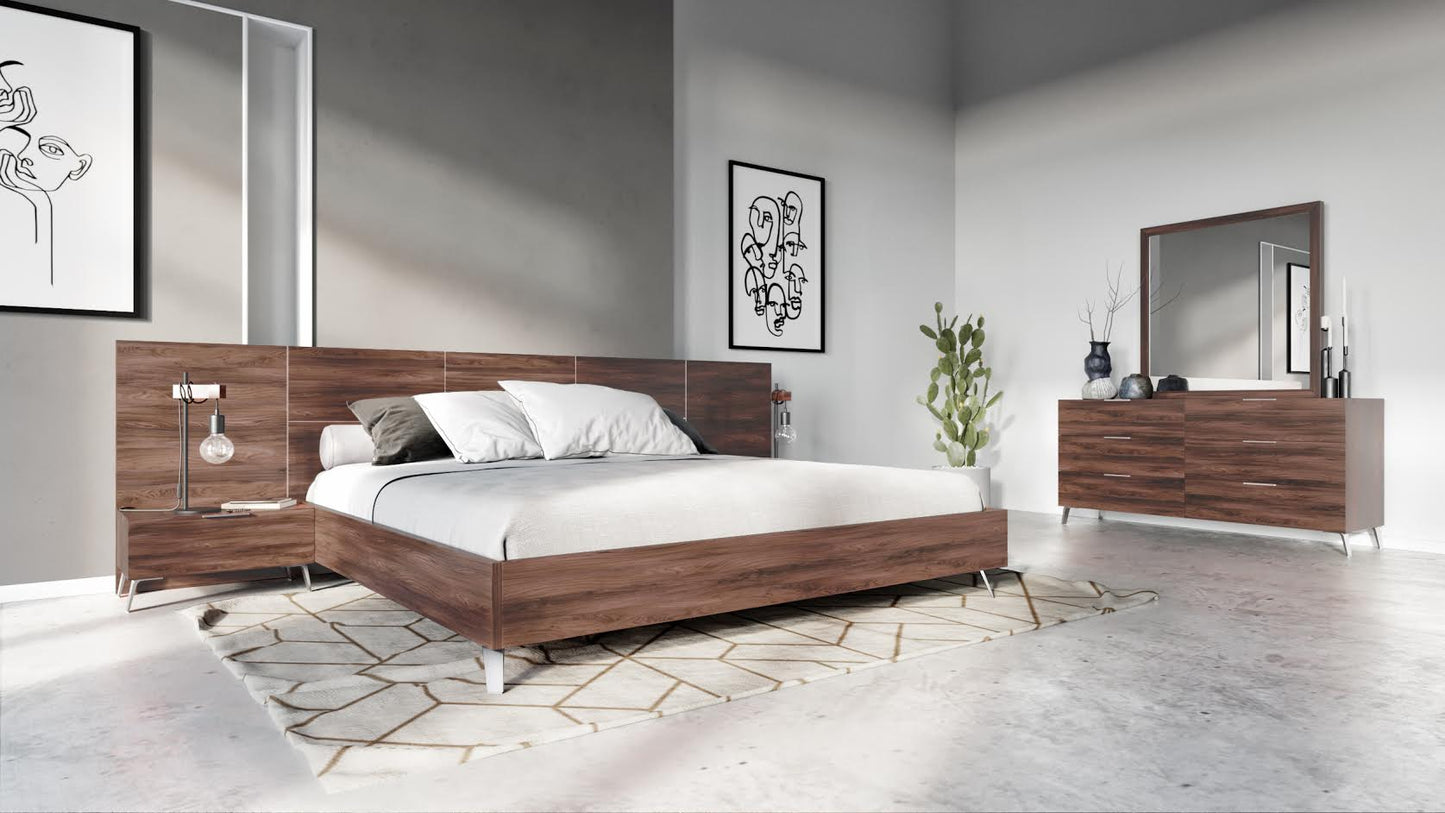 Nova Domus Brooklyn Italian Modern Walnut Bed | Modishstore | Beds