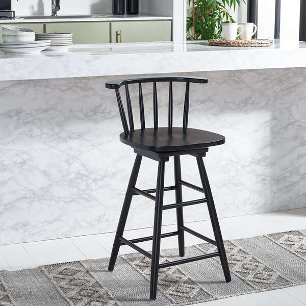 Safavieh Ray Swivel Counter Stool - Black | Counter Stools | Modishstore