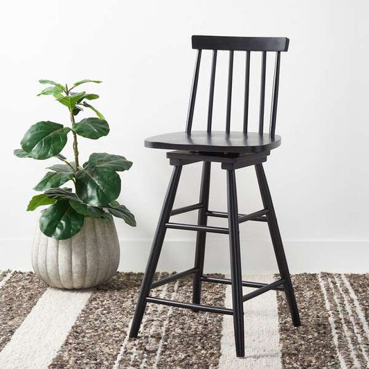 Safavieh Quai Swivel Counter Stool - Black | Counter Stools | Modishstore