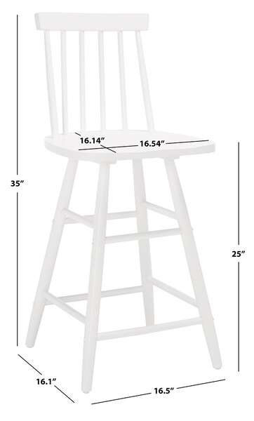 Safavieh May Wood Counter Stool - White | Counter Stools | Modishstore - 4