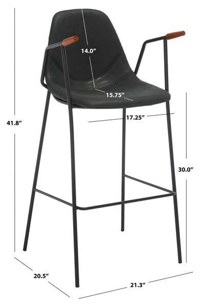 Safavieh Tanner Mid Century Barstool - Black Body | Bar Stools | Modishstore - 3