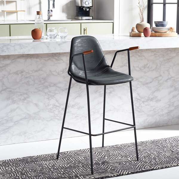 Safavieh Tanner Mid Century Barstool - Black Body | Bar Stools | Modishstore - 4
