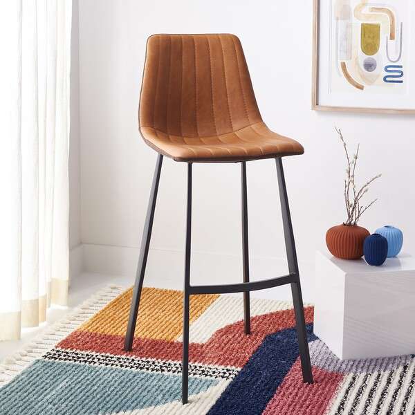Safavieh Rhyatte Bar Stool - Cognac | Bar Stools | Modishstore