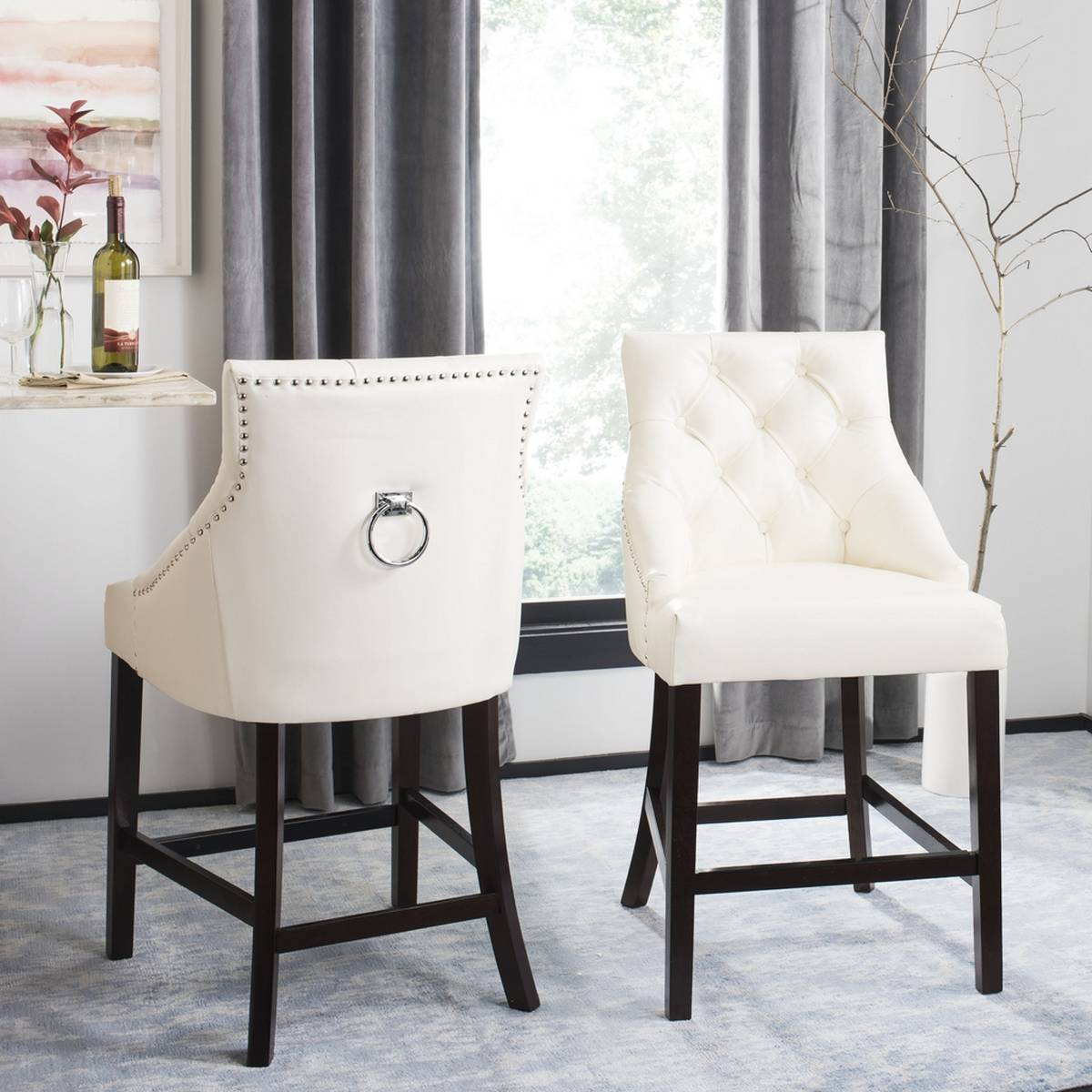 Safavieh Eleni Tufted Wing Back Counter Stool | Counter Stools | Modishstore - 20