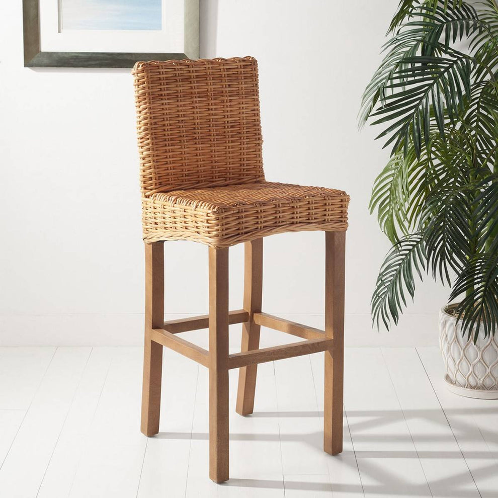 Safavieh Tobie Rattan Bar Stool | Bar Stools | Modishstore - 2