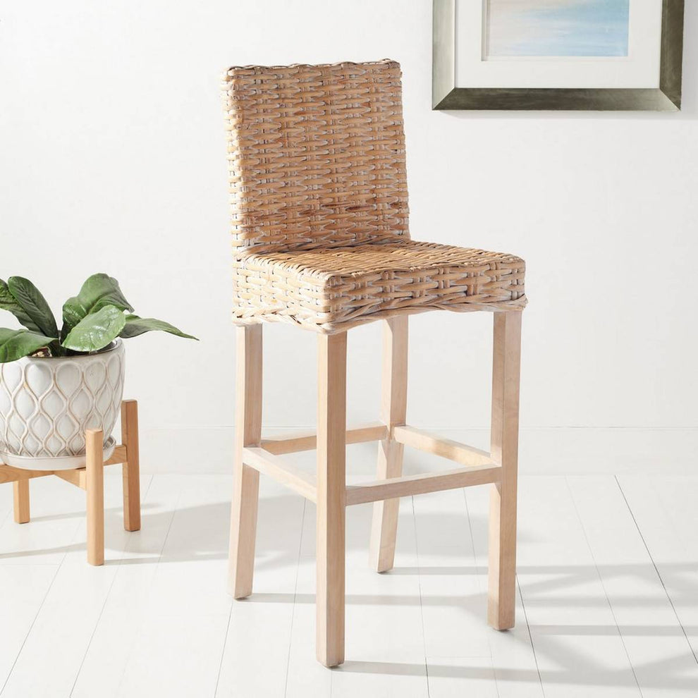 Safavieh Tobie Rattan Bar Stool | Bar Stools | Modishstore - 4