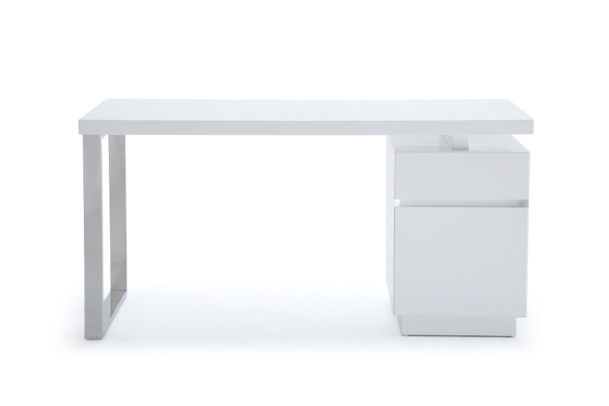 Modrest Carson Modern White & Stainless Steel Desk | Desks | Modishstore - 2