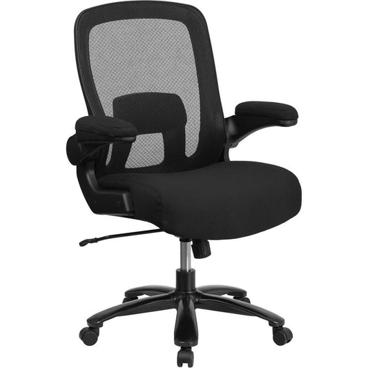 Big & Tall Office Chair | Black Mesh Executive Swivel Office Chair With Lumbar And Back Support And Wheels By Flash Furniture | Office Chairs | Modishstore