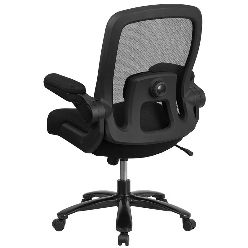 Big & Tall Office Chair | Black Mesh Executive Swivel Office Chair With Lumbar And Back Support And Wheels By Flash Furniture | Office Chairs | Modishstore - 3
