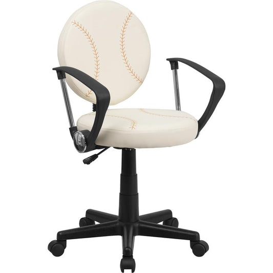 Baseball Swivel Task Office Chair With Arms By Flash Furniture | Office Chairs | Modishstore