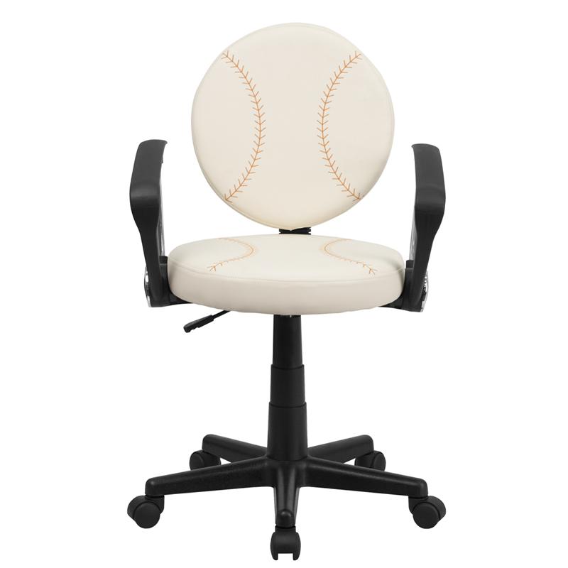 Baseball Swivel Task Office Chair With Arms By Flash Furniture | Office Chairs | Modishstore - 4