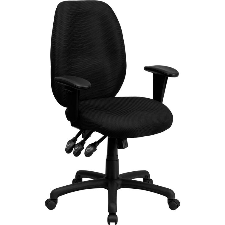 High Back Black Fabric Multifunction Ergonomic Executive Swivel Office Chair With Adjustable Arms By Flash Furniture | Office Chairs | Modishstore - 1