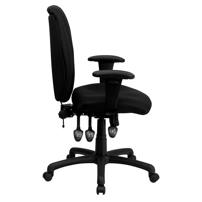 High Back Black Fabric Multifunction Ergonomic Executive Swivel Office Chair With Adjustable Arms By Flash Furniture | Office Chairs | Modishstore - 2