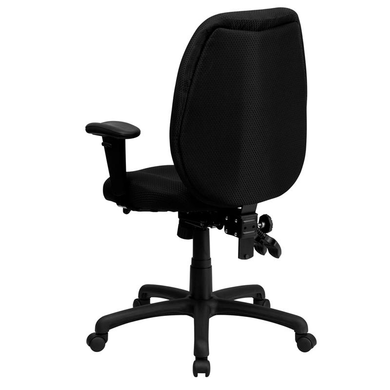 High Back Black Fabric Multifunction Ergonomic Executive Swivel Office Chair With Adjustable Arms By Flash Furniture | Office Chairs | Modishstore - 3