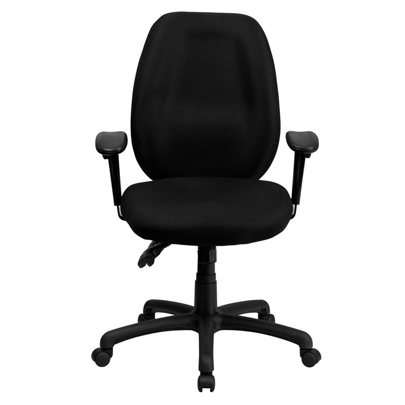 High Back Black Fabric Multifunction Ergonomic Executive Swivel Office Chair With Adjustable Arms By Flash Furniture | Office Chairs | Modishstore - 4