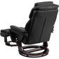 Contemporary Multi-Position Recliner And Ottoman With Swivel Mahogany Wood Base In Black Leathersoft By Flash Furniture | Recliners | Modishstore - 3
