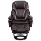 Contemporary Multi-Position Recliner And Ottoman With Swivel Mahogany Wood Base In Brown Leathersoft By Flash Furniture | Recliners | Modishstore - 4