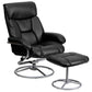 Contemporary Multi-Position Recliner And Ottoman With Metal Base In Black Leathersoft By Flash Furniture | Recliners | Modishstore - 1