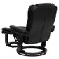 Contemporary Multi-Position Recliner With Horizontal Stitching And Ottoman With Swivel Mahogany Wood Base In Black Leathersoft By Flash Furniture | Recliners | Modishstore - 3