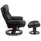Contemporary Multi-Position Recliner And Curved Ottoman With Swivel Mahogany Wood Base In Black Leathersoft By Flash Furniture | Recliners | Modishstore - 2