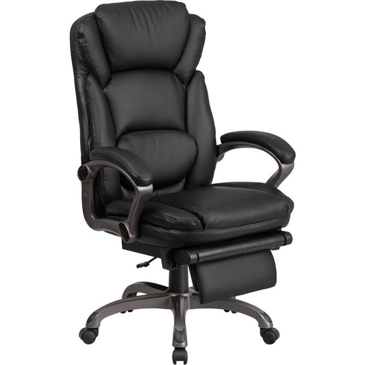 High Back Black Leathersoft Executive Reclining Ergonomic Swivel Office Chair With Outer Lumbar Cushion And Arms By Flash Furniture | Office Chairs | Modishstore