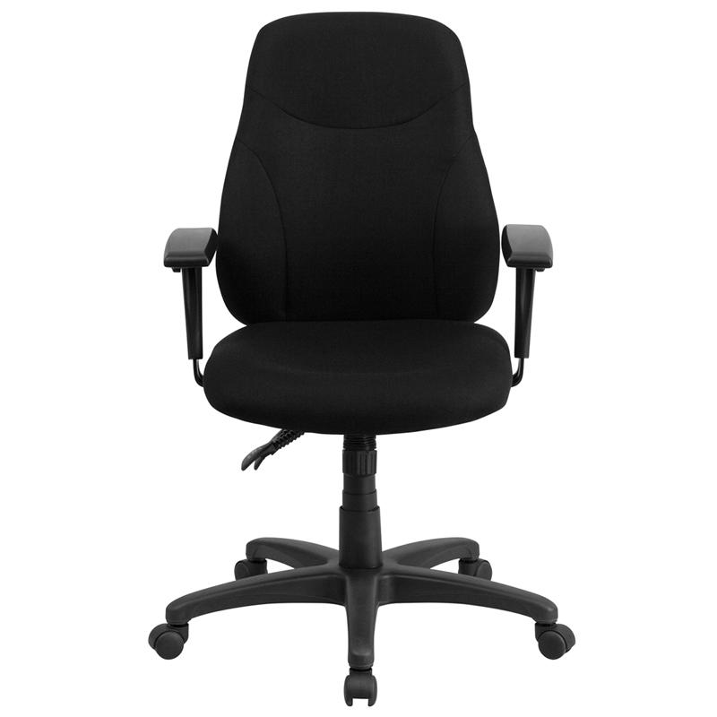 Mid-Back Black Fabric Multifunction Swivel Ergonomic Task Office Chair With Adjustable Arms By Flash Furniture | Office Chairs | Modishstore - 4