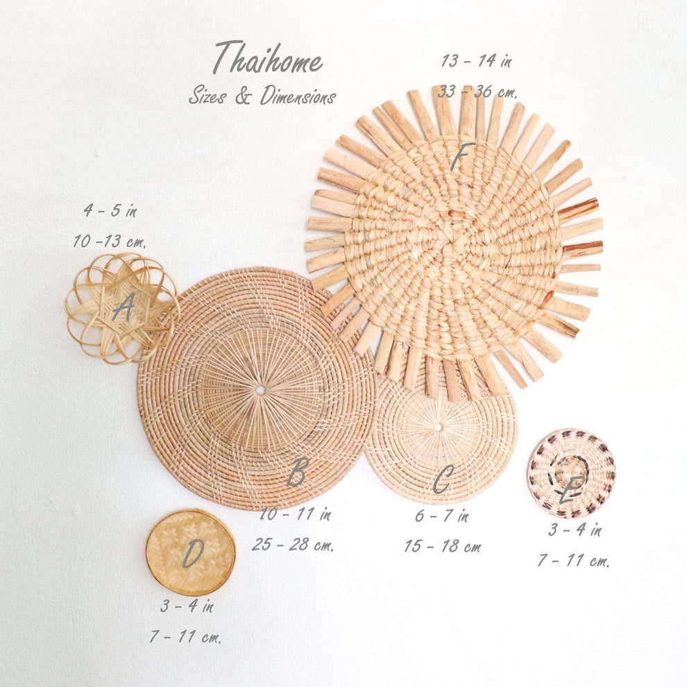Nut Wa Dee - Rattan, Bamboo, Sea Grass, And Banana (Set Of 6) By Thaihome | Wall Art | Modishstore - 3