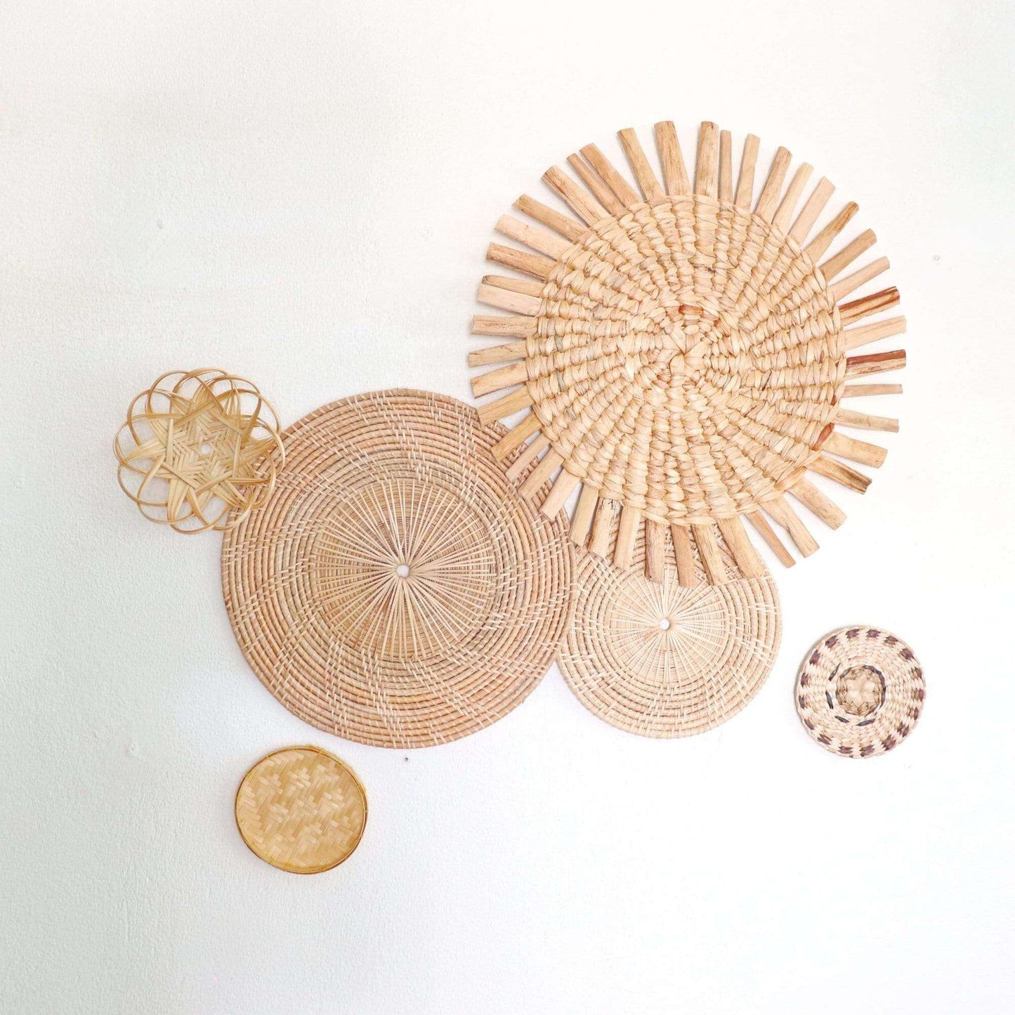 Nut Wa Dee - Rattan, Bamboo, Sea Grass, And Banana (Set Of 6) By Thaihome | Wall Art | Modishstore - 2