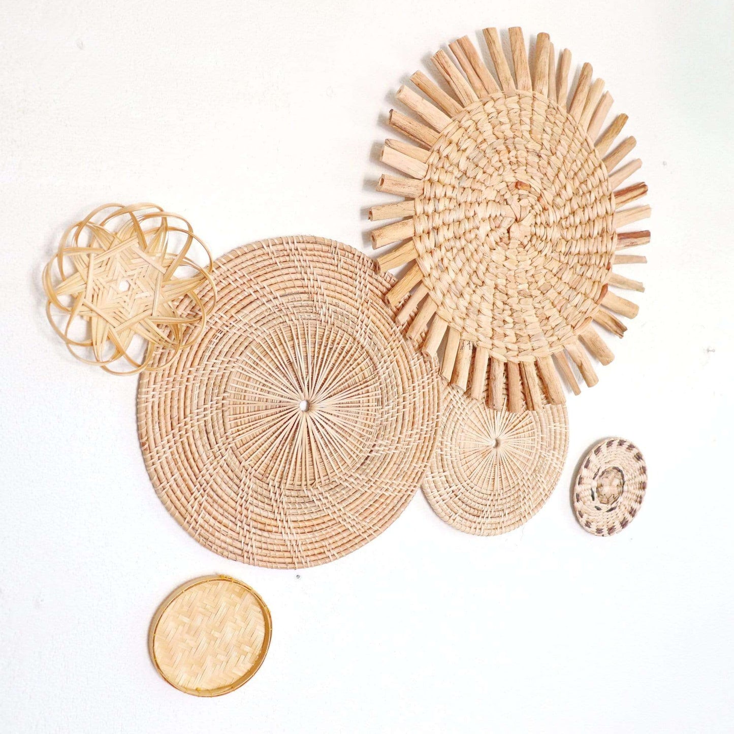 Nut Wa Dee - Rattan, Bamboo, Sea Grass, And Banana (Set Of 6) By Thaihome | Wall Art | Modishstore - 5